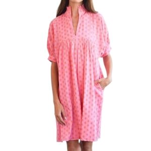 NEVER A WALLFLOWER Pink 9 Dot Punch Women's High Neck Dress Size Medium